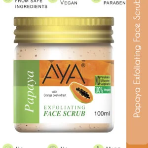 AYA Papaya Exfoliating Face Scrub, 100 ml | No Paraben, No Silicone, No Sulphate.