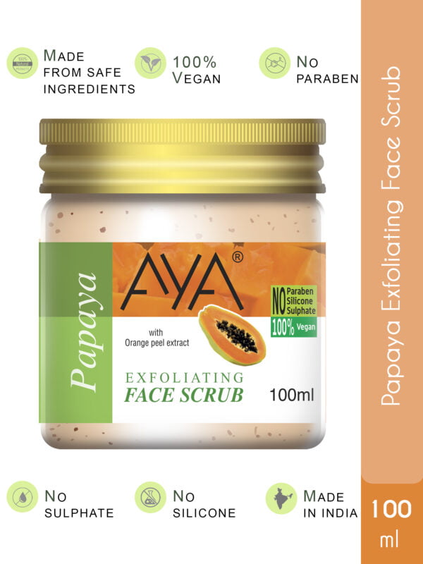 AYA Papaya Exfoliating Face Scrub, 100 ml | No Paraben, No Silicone, No Sulphate.