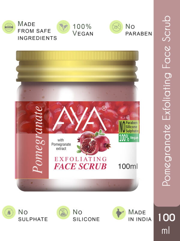 AYA Pomegranate Exfoliating Face Scrub, 100 ml | No Paraben, No Silicone, No Sulphate.