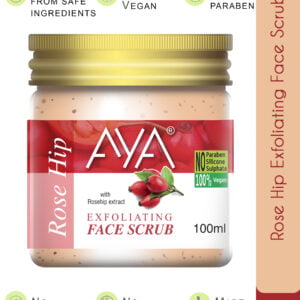 AYA Rosehip Exfoliating Face Scrub, 100 ml | No Paraben, No Silicone, No Sulphate |