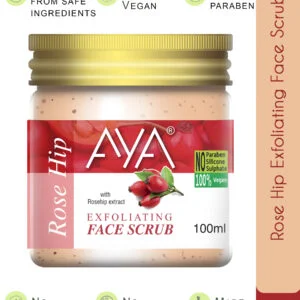 AYA Rosehip Exfoliating Face Scrub, 100 ml | No Paraben, No Silicone, No Sulphate |