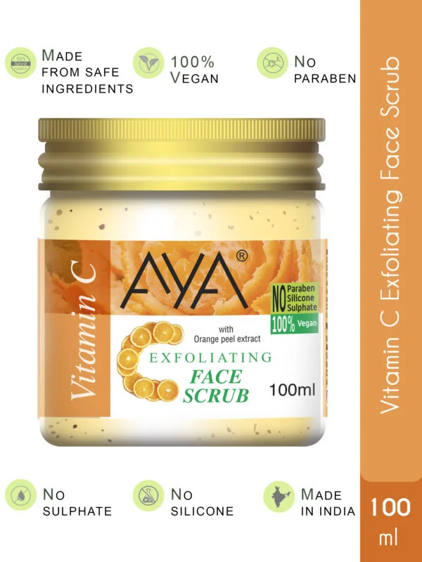 AYA Vitamin C Exfoliating Face Scrub, 100 ml | No Paraben, No Silicone, No Sulphate.