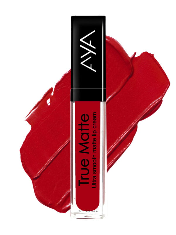 AYA True Matte Liquid Lipstick, Ultra Smooth Matte Lip Cream, 02 Blood Red, 6ml