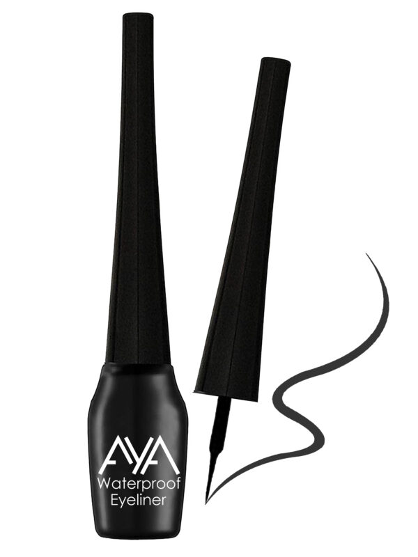 AYA Waterproof Liquid Eyeliner, Black + Jet black Waterproof Kohl Kajal - Image 3