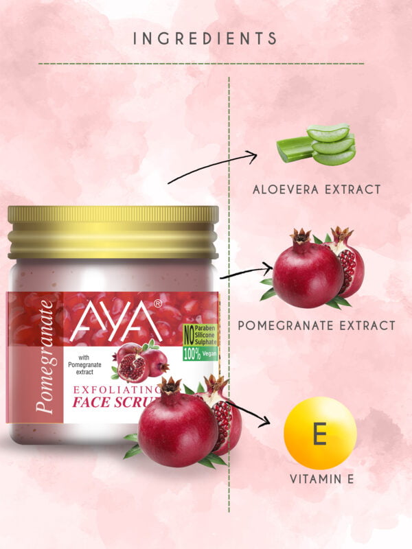 AYA Pomegranate Exfoliating Face Scrub, 100 ml | No Paraben, No Silicone, No Sulphate. - Image 2