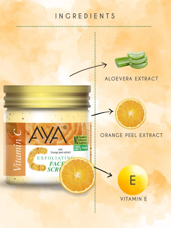 AYA Vitamin C Exfoliating Face Scrub, 100 ml | No Paraben, No Silicone, No Sulphate. - Image 2