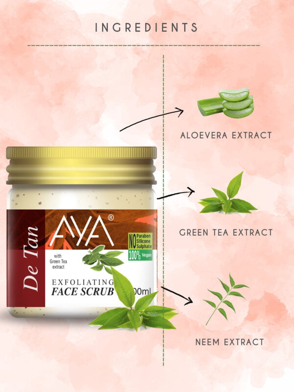 AYA Detan Exfoliating Face Scrub, 100 ml | No Paraben, No Silicone, No Sulphate. - Image 2