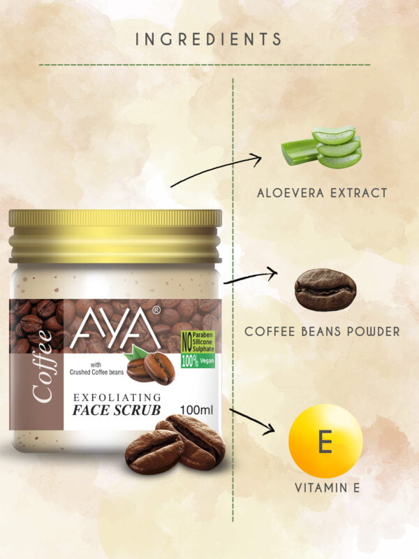 AYA Coffee Exfoliating Face Scrub, 100 ml | No Paraben, No Silicone, No Sulphate. - Image 2