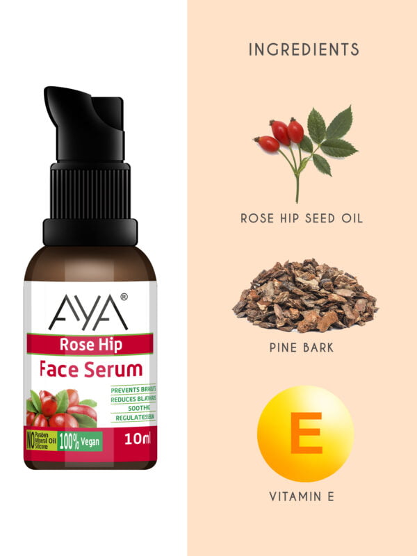 AYA Rosehip Face Serum (10 ml) | Skin Repair, Hydration, Brightening and Nourishment | No Paraben, No Silicone, No Mineral Oil. - Image 2