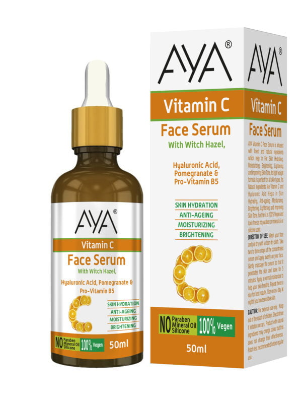AYA Vitamin C Face Serum (50 ml) | For Skin Hydration, Anti-Ageing, Moisturizing and Brightening | No Paraben, No Silicone, No Mineral Oil | - Image 2