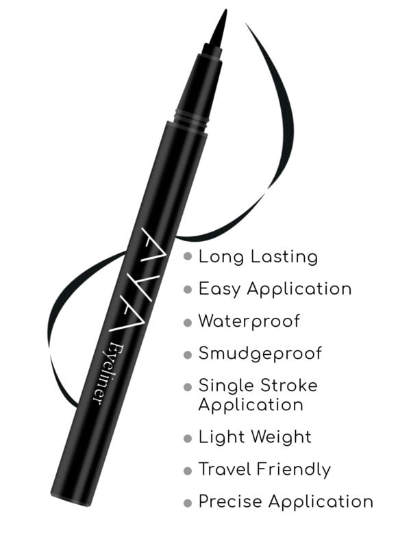 AYA Waterproof Long Lasting Eyeliner, Black, 2ml - Image 2