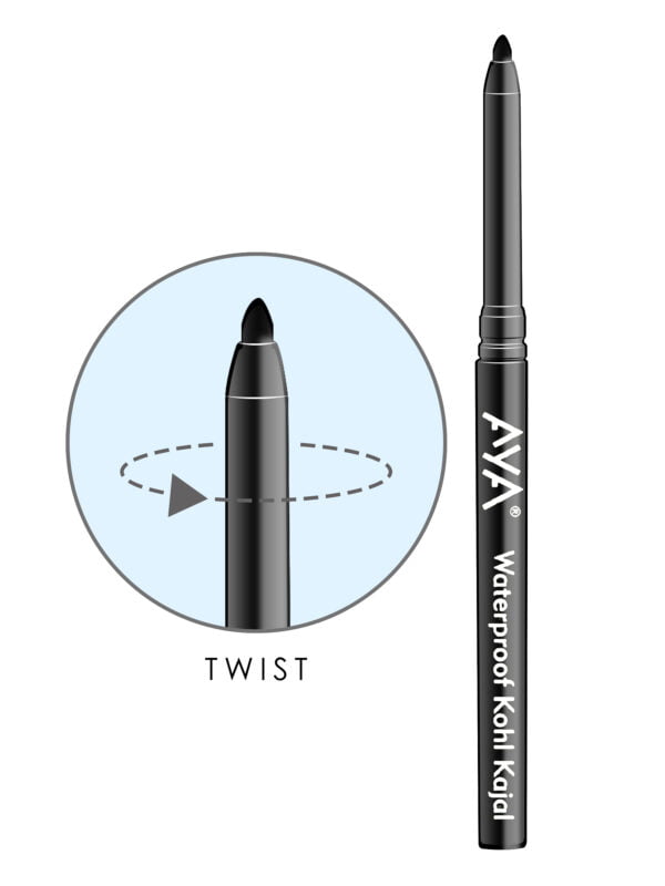 AYA Waterproof Kohl Kajal, Jet Black (0.28 g) - Image 2