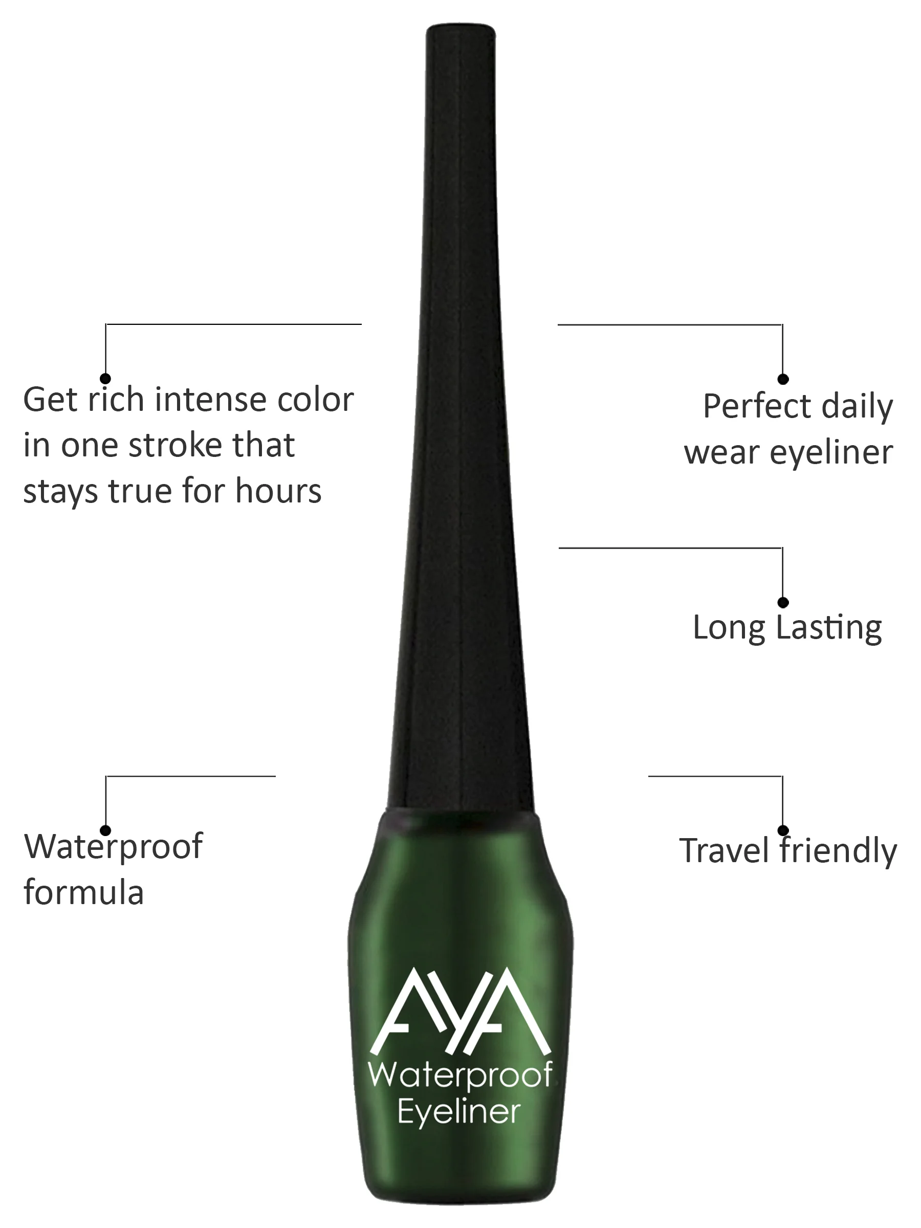 AYA Waterproof Eyeliner, Green (5 ml) - Image 2