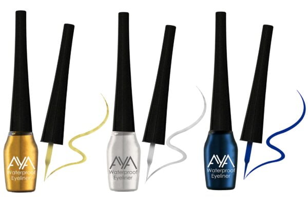 AYA Waterproof Eyeliner, Set of 3 (Golden, Silver, Blue) - Image 2