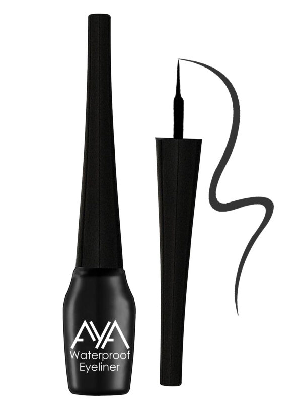 AYA Waterproof Liquid Eyeliner, Black + Jet black Waterproof Kohl Kajal - Image 4