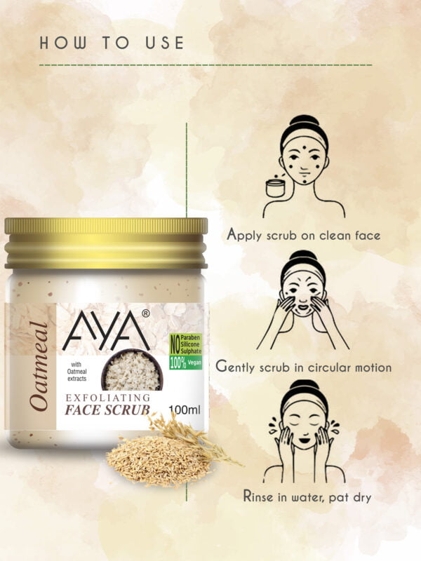 AYA Oatmeal Exfoliating Face Scrub, 100 ml | No Paraben, No Silicone, No Sulphate | - Image 3