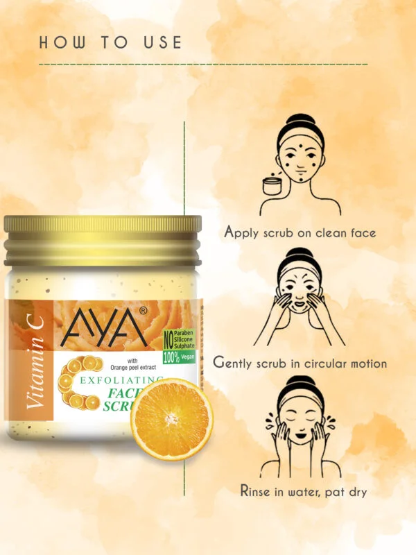 AYA Vitamin C Exfoliating Face Scrub, 100 ml | No Paraben, No Silicone, No Sulphate. - Image 3