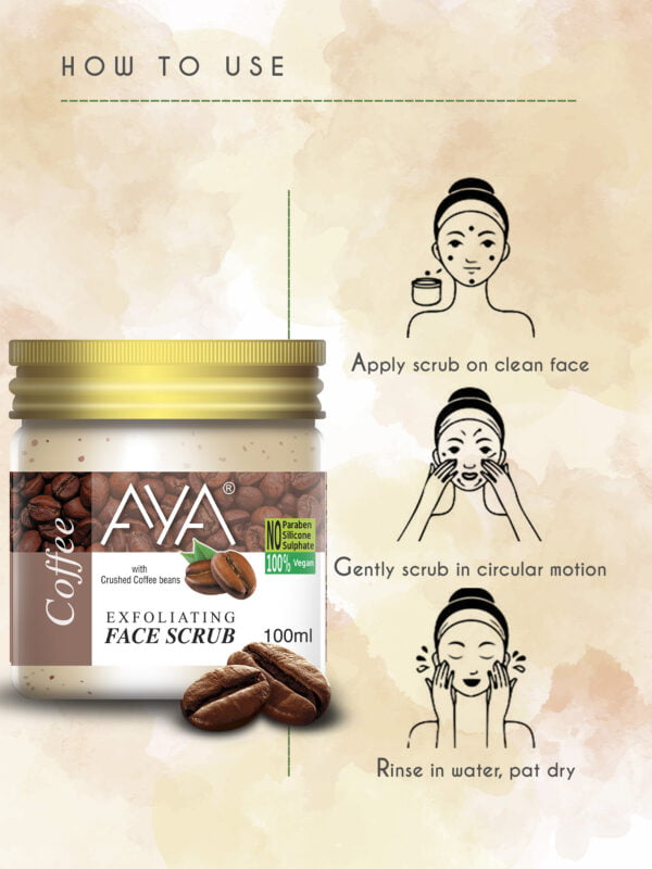 AYA Coffee Exfoliating Face Scrub, 100 ml | No Paraben, No Silicone, No Sulphate. - Image 3