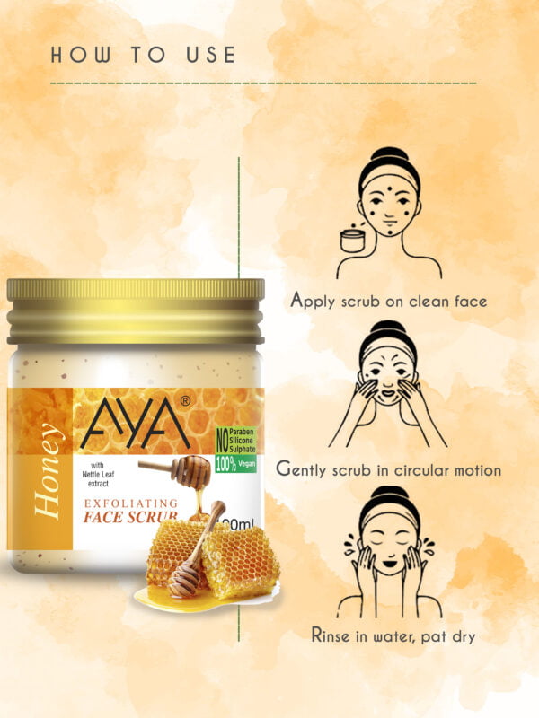 AYA Honey Exfoliating Face Scrub, 100 ml | No Paraben, No Silicone, No Sulphate. - Image 3