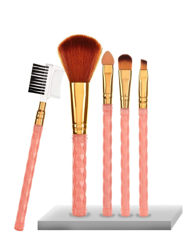 AY Makeup Brush Set Of 5 With 1 Cut Shape Makeup Sponge Puff (Color May Vary) - Image 3