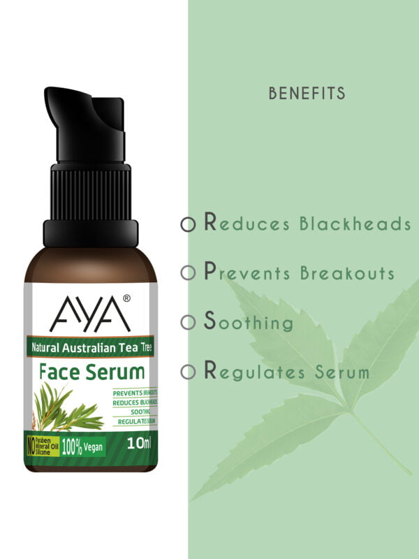 AYA Australian Tea Tree Face Serum (10 ml) | Prevents Break outs, Reduce Blackheads and Soothing | No Paraben, No Silicone, No Mineral Oil. - Image 3