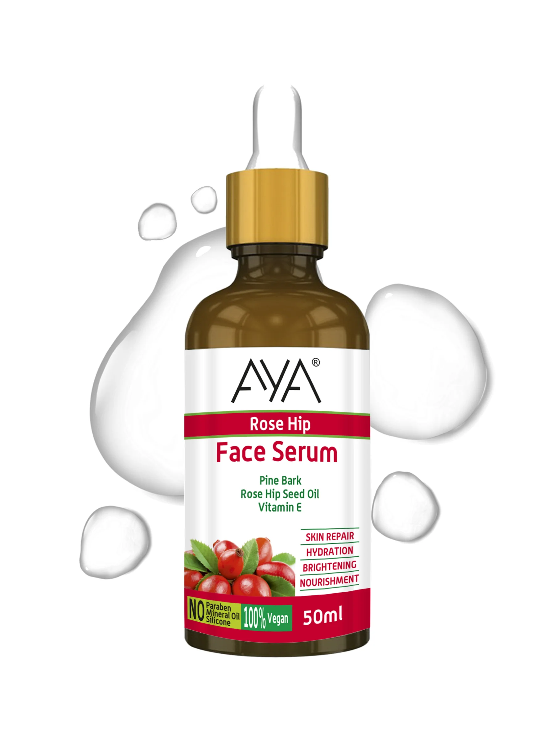 AYA Rosehip Face Serum (50 ml) | Skin Repair, Hydration, Brightening and Nourishment | No Paraben, No Silicone, No Mineral Oil. - Image 3