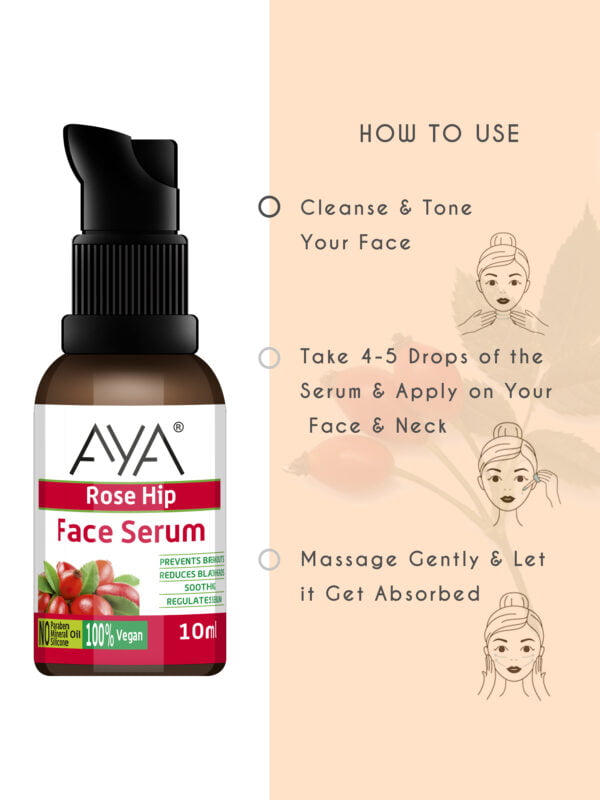 AYA Rosehip Face Serum (10 ml) | Skin Repair, Hydration, Brightening and Nourishment | No Paraben, No Silicone, No Mineral Oil. - Image 3