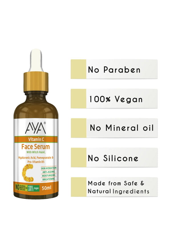 AYA Vitamin C Face Serum (50 ml) | For Skin Hydration, Anti-Ageing, Moisturizing and Brightening | No Paraben, No Silicone, No Mineral Oil | - Image 3