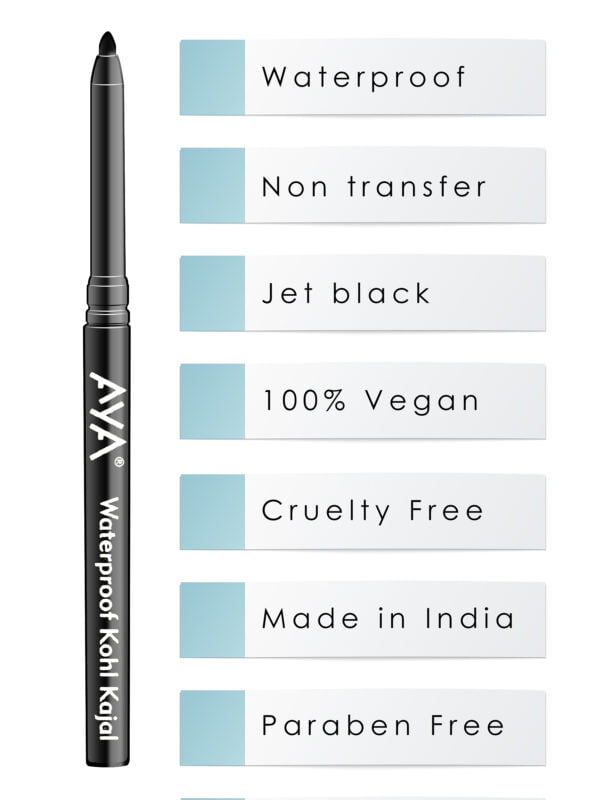 AYA Waterproof Kohl Kajal, Jet Black (0.28 g) - Image 3