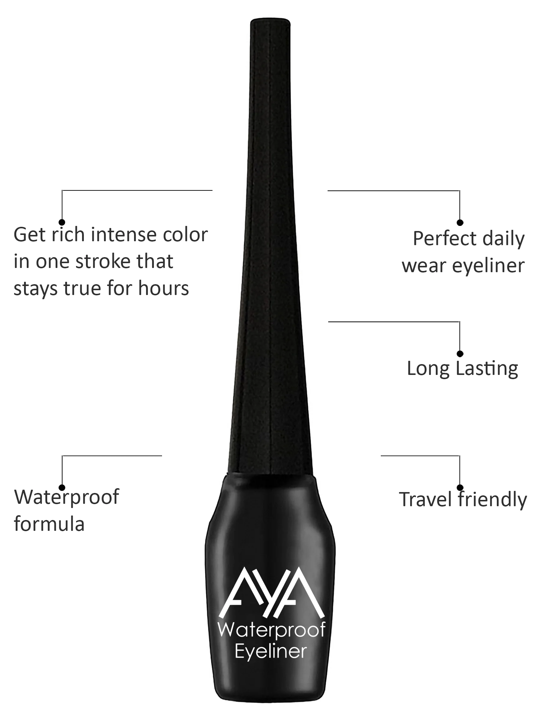 AYA Waterproof Eyeliner, Set of 3 (Golden, Silver, Black) - Image 3