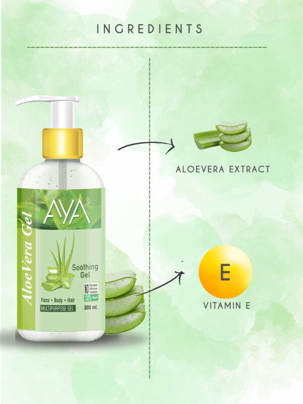 AYA Multipurpose Aloe Vera Gel, 300 ml for Face, Hair and Body | No Paraben, No Silicone, No Sulphate | - Image 3