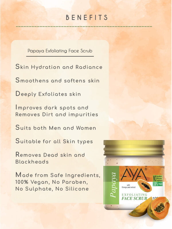 AYA Papaya Exfoliating Face Scrub, 100 ml | No Paraben, No Silicone, No Sulphate. - Image 4