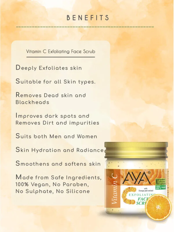 AYA Vitamin C Exfoliating Face Scrub, 100 ml | No Paraben, No Silicone, No Sulphate. - Image 4