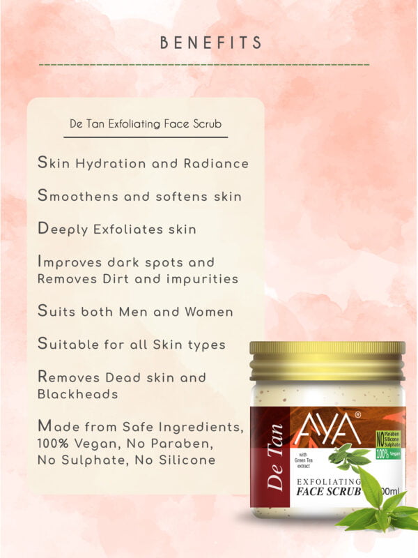 AYA Detan Exfoliating Face Scrub, 100 ml | No Paraben, No Silicone, No Sulphate. - Image 4