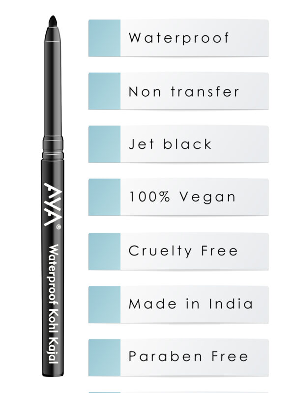 AYA Waterproof Kohl Kajal, Jet Black, Set of 2 (0.28 g + 0.28 g) - Image 5