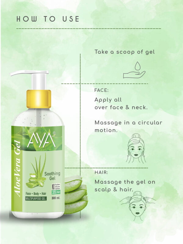 AYA Multipurpose Aloe Vera Gel, 300 ml for Face, Hair and Body | No Paraben, No Silicone, No Sulphate | - Image 4