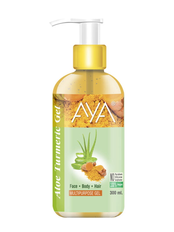 AYA Multipurpose Aloe Turmeric Gel, 300 ml for Face, Hair and Body | No Paraben, No Silicone, No Sulphate. - Image 5