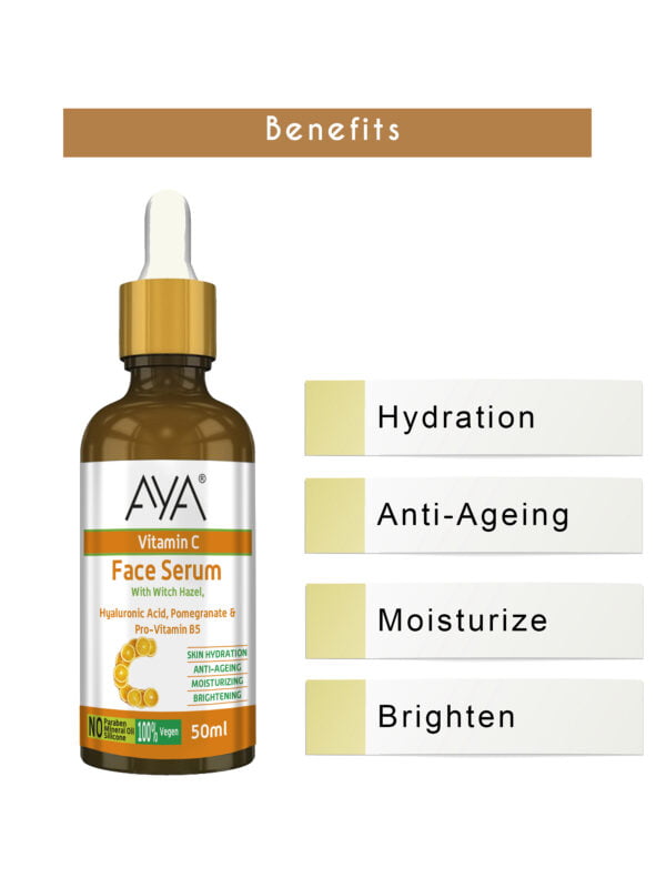 AYA Vitamin C Face Serum (50 ml) | For Skin Hydration, Anti-Ageing, Moisturizing and Brightening | No Paraben, No Silicone, No Mineral Oil | - Image 6