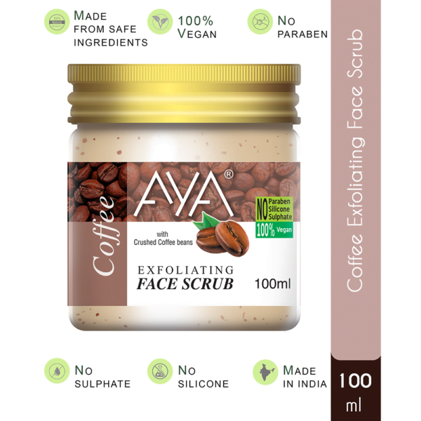 AYA Coffee Exfoliating Face Scrub, 100 ml | No Paraben, No Silicone, No Sulphate.