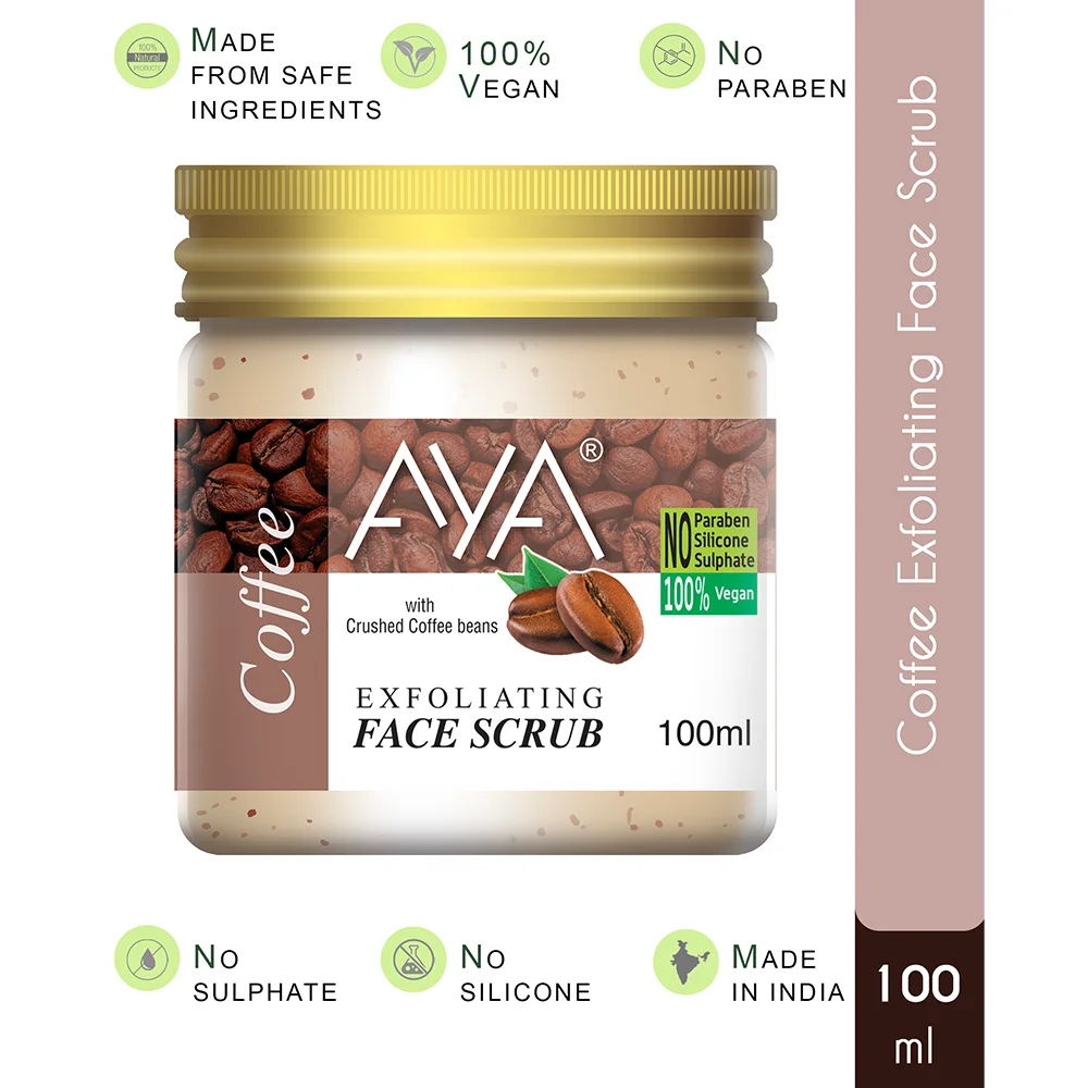 AYA Coffee Exfoliating Face Scrub, 100 ml | No Paraben, No Silicone, No Sulphate.