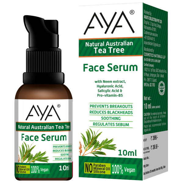 AYA Australian Tea Tree Face Serum (10 ml) | Prevents Break outs, Reduce Blackheads and Soothing | No Paraben, No Silicone, No Mineral Oil.