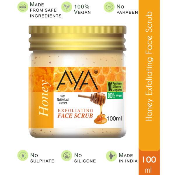 AYA Honey Exfoliating Face Scrub, 100 ml | No Paraben, No Silicone, No Sulphate.