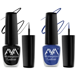 AYA 24 Hrs Long Lasting & Waterproof Eyeliner, Set of 2 Black and Metallic Blue
