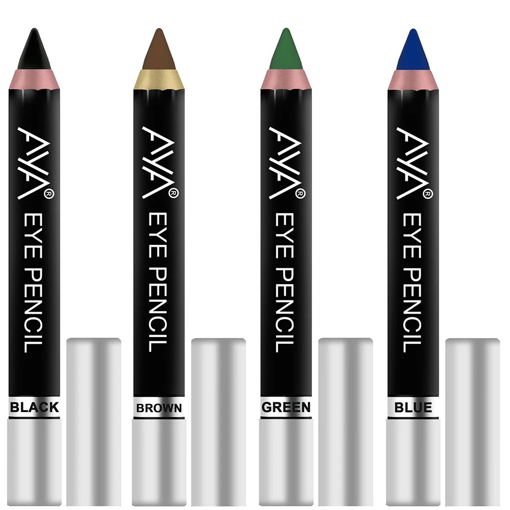 AYA Eye Pencil For Kajal / Eyeliner (Set of 4) - Black, Brown, Green, Blue
