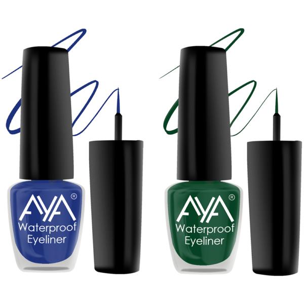 AYA 24 Hrs Long Lasting & Waterproof Eyeliner, Set of 2 Metallic Green and Metallic Blue