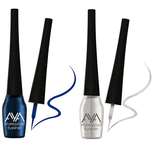 AYA Waterproof Eyeliner, Set of 2 (Blue and Silver)