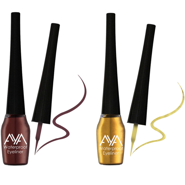 AYA Waterproof Eyeliner, Set of 2 (Brown and Golden)