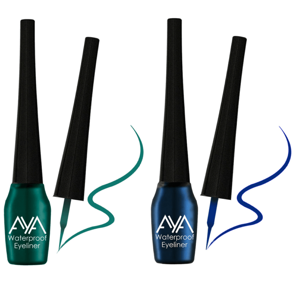 AYA Waterproof Eyeliner, Set of 2 (Green and Blue)