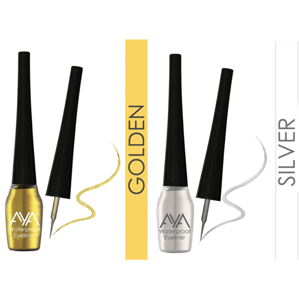 AYA Waterproof Eyeliner, Set of 2 (Silver and Golden)