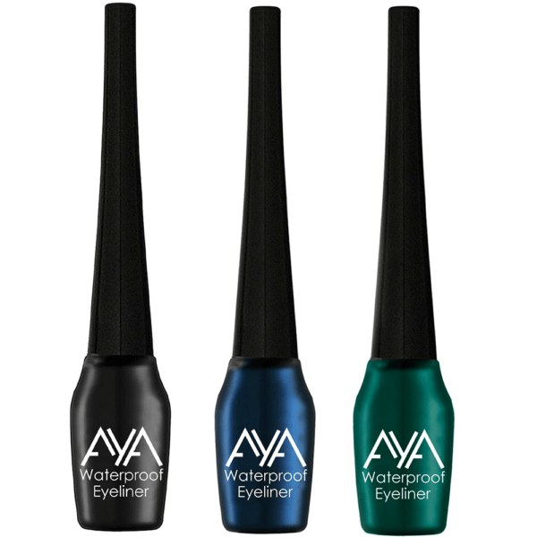 AYA Waterproof Eyeliner, Set of 3 (Black, Blue, Green)